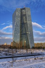 The skyline of Frankfurt am Main, skyscrapers of the banking district, building of the European