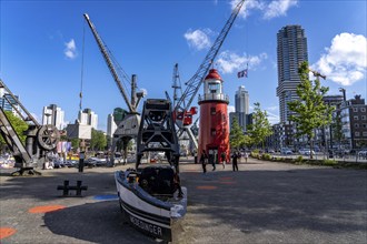 The Maritime Museum, outdoor area in the Leuvehaven, in Rotterdam, many old ships, boats, exhibits