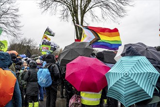 Demonstration against the demolition of the lignite village of Lützerath, from the village of