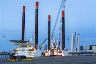 Buss-Terminal Eemshaven, logistics hub for the offshore wind farm industry, from here new wind