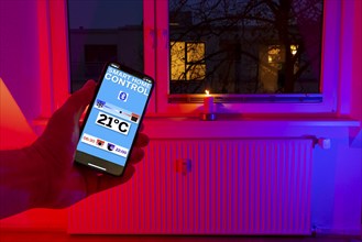 Smart Home application, control of heating, room temperature via Bluetooth, mobile phone,