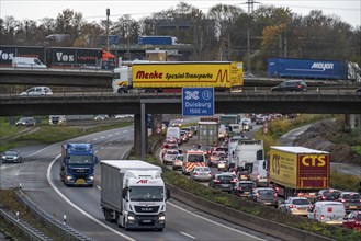 The Kaiserberg motorway junction, A40 motorway, Ruhr expressway, crosses the A3, bridge landscape,