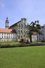 Facade of the Cistercian Abbey Church Fürstenfeld in Fürstenfeldbruck, Upper Bavaria, Bavaria,