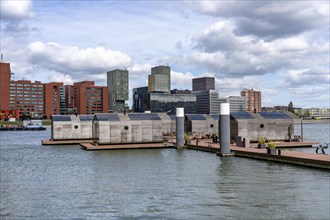 Floating hotel rooms, Wikkelboat in the Rijnhaven, the Rijnhaven, a 28-hectare harbour basin, has