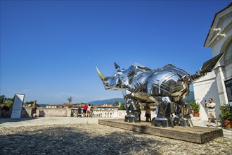 King Kong Rhino, steel sculpture, Palazzo Sturm, Bassano del Grappa, Veneto, Italy, Europe