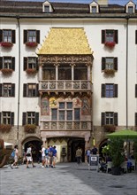 Golden Roof, late Gothic oriel at the New Court, Innsbruck Old Town, Innsbruck, Tyrol, Austria,