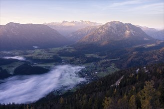 View from Mount Loser to Lake Altaussee, Altaussee, Bad Aussee, Tressenstein, Zinken, Sarstein,