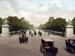 Avenue des Champs Elysees, Paris, France, 1890, Historic, digitally restored reproduction from a