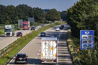 Motorway A57, behind the border crossing Goch, Germany into the Netherlands, little traffic, sign