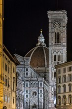 Cathedral of Santa Maria del Fiore, old town, Duomo, night shot, at night, illuminated, city trip,