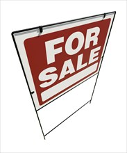 Right facing for sale real estate yard sign isolated on a white background