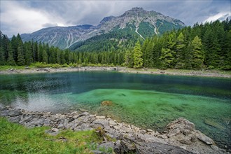 Obernberger See, mountain lake, landscape of the Stubai Alps, weather mood, cloud mood, Obernberg