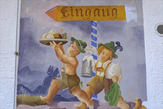 Painting at Gasthaus Pflegersee, Kramerplateauweg, Garmisch-Partenkirchen, Werdenfelser Land, Upper