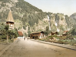 (Lutschinen, Alpbach Falls, Bernese Oberland, Switzerland, Historic, digitally restored