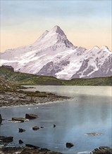 Bachalpensee und Schreckhorn, Bernese Oberland, Switzerland, Historic, digitally restored