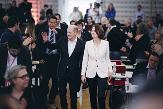 Federal Chancellor Olaf Scholz (SPD) and Katarina Barley, SPD party executive, photographed at the