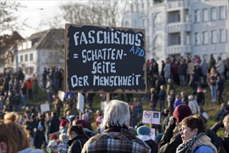 Banner with the inscription Fascism is the dark side, demonstration against right-wing extremism