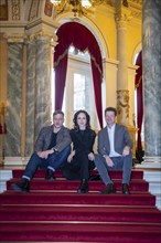 Stephanie Stumph and Tom Wlaschiha and Wolf-Dieter Jacobi, Chairman of the Semper Opera Ball e.V. -