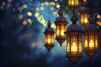 Ramadan lanterns background, evoking the rich traditions and serene moments of the holy month, AI