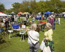 People enjoying a garden and plant day at Helmingham Hall, Suffolk, England, United Kingdom, Europe