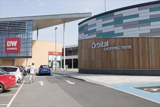 Modern architecture buildings at Orbital Shopping Park developed by British Land, north Swindon,