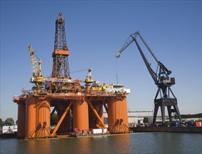 Stena Spey oil rig platform being repaired in Keppel Verome shipyard, Botlek, Port of Rotterdam,