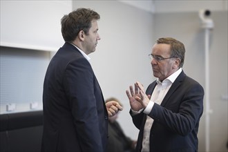 Boris Pistorius (SPD), Federal Minister of Defence and Lars Klingbeil, SPD party chairman, in