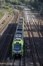 Tracks in front of Essen main station, 7 parallel tracks, S-Bahn train, North Rhine-Westphalia,