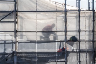 Construction site, scaffolding, work on scaffolding, bridge piers Germany