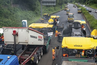 Renewal of the road surface on the A40 motorway between the Kaiserberg junction and Mülheim-Heißen,