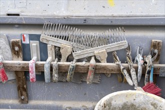 Toolbox of craftsmen, plasterers, bricklayers, drywallers, on a construction site