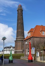 The new lighthouse, in the centre of Borkum, island, East Frisia, winter, season, autumn, Lower