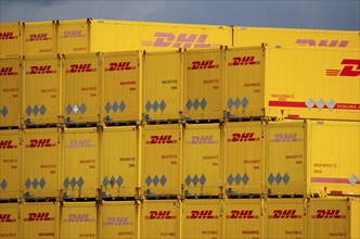 DHL, Deutsche Post, parcel centre, warehouse for freight containers, Krefeld, North