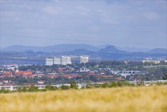 Cityscape Dresden, Unicampus, court, Zschertnitz and Saxon Switzerland with the Lilienstein,