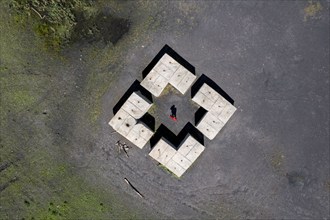 Zollverein Coking Plant, Sculpture Forest with the artwork Castell, by the artist Ulrich Rückriem,