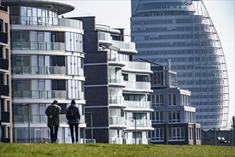 New residential buildings, flats between Viertal Neuer Hafen, on Lohmannstraße and Weserdeich,