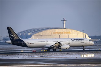 Lufthansa Airbus A321-200, in front of take-off on runway west, Frankfurt Airport FRA, Fraport, in