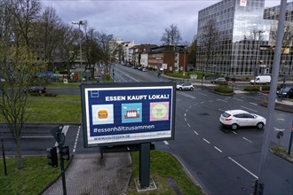 Appeal by the city of Essen to buy local, Essen sticks together, advertising campaign, LED roadside