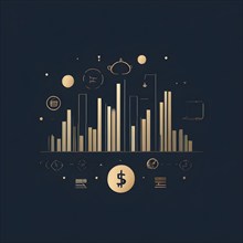 Abstract wallpaper illustration symbolizing finance and business, AI generated