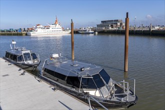 Neuharlingersiel, ferry from, to the island of Spiekeroog, fast ferries, Lower Saxony, Germany,