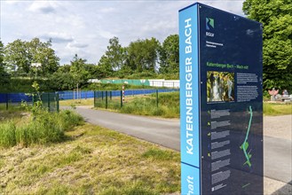 Paths, information board at the Katernberger Bach, for over 40 years the stream was piped, 1.2 km