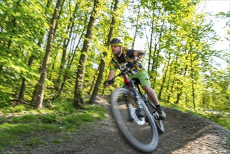 Brammentrail, mountain bike trail on the Schurenbach spoil tip, in Essen North Rhine-Westphalia,