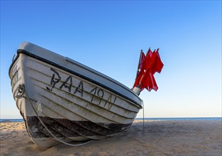 Small fishing boats on the beach, Baabe, Rügen, Mecklenburg-Vorpommern, Germany, Europe