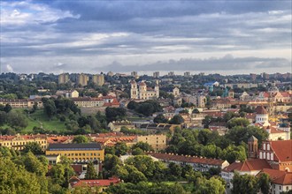 Evening panorama of the city. The historic center of Vilnius