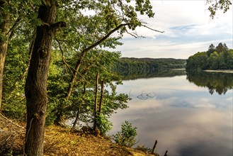 The Möhnesee, reservoir in the northern Sauerland, branch of the Hevesee, Kleine Schmalenau bay,