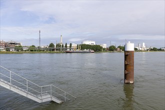 BASF, Lugwigshafen am Rhein, industrial area, bollard, landing stage, stairs, Mannheim,