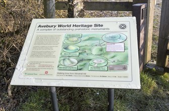 Information panel Windmill Hill, a Neolithic causewayed enclosure, Avebury World Heritage Site,