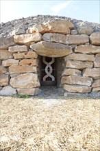 Modern-day neolithic style long Barrow burial chamber for storing cremation urns All Cannings, near