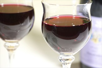 Red wine in glasses, nutrition, food, alcohol, food culture