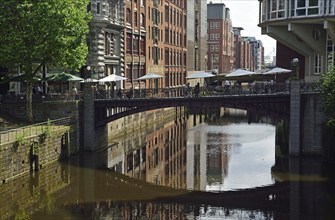 Hamburg, City, Herrengrabenfleet, historische Bürogebäude und Speicher